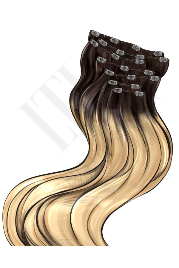 Clip In Nahtlos Balayage 45 cm Farbe N° T4B/8C [5 cm]